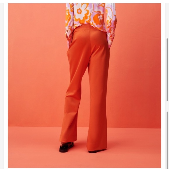 Zara Orange Wide Leg Slit Cuff High Rise Pants & Cut-Out Straight Neckline Crop - Picture 7 of 11